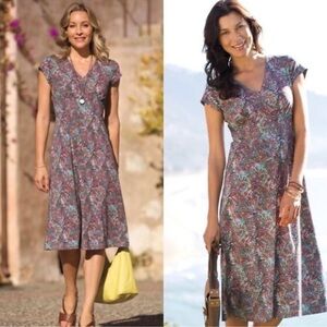 SAHALIE Women's Multicolor Paisley Modal Midi Dress Sz L